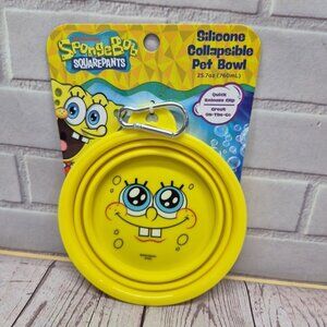 Sponge Bob SquarePants Collapsible Pet Silicone Bowl 25.7oz Silcone Clip On